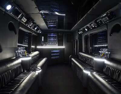 party bus with plush seating